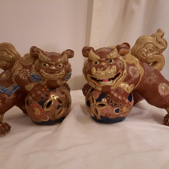 Vintage Japanese Kutani Foo Dogs/Lions - Picture 7 of 11